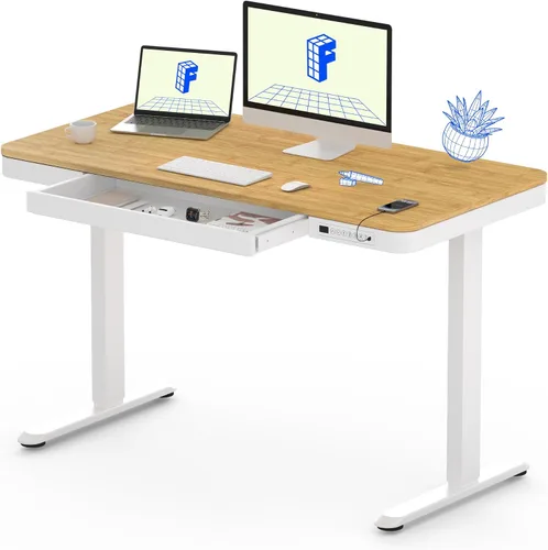 Miniatura 17 de FLEXISPOT Comhar - Escritorio de pie eléctrico de cristal puro con cajones, escritorio y puertos de carga USB, escritorio ergonómico de altura