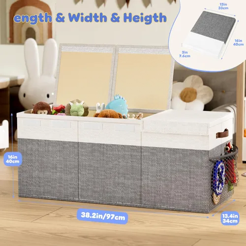 Miniatura 2 de Dayacoco - Caja de juguetes extragrande con tapas, plegable, resistente, organizador de almacenamiento de juguetes para niños y niñas, cesta Extra