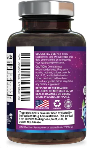 Miniatura 8 de Suplementos de aceite de pescado Omega 3 – 2400 mg de aceite de pescado por porción – Omega-3 de triple fuerza con ácidos grasos EPA y DHA – Apoyo