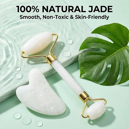 Miniatura 2 de Gua Sha Herramienta de masaje facial y juego de rodillos de jade, masajeador facial para cara, cuello, espalda, brazos, piernas, ojos, regalos