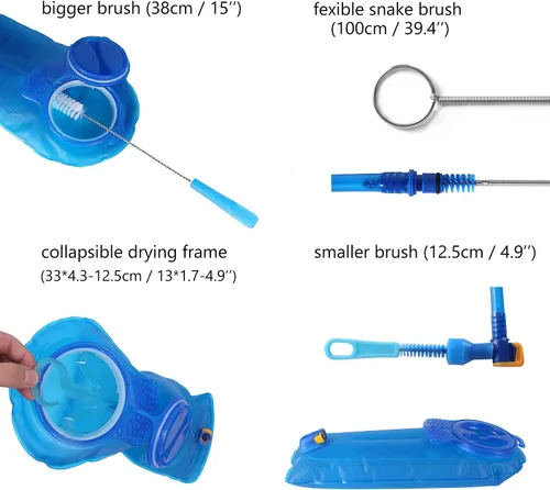 Miniatura 5 de Unigear Vejiga de hidratación, 1.5L/2L/2.5L/3L Hoja de agua sin BPA e inodoro para mochileros, ciclismo, senderismo y camping Azul con kit