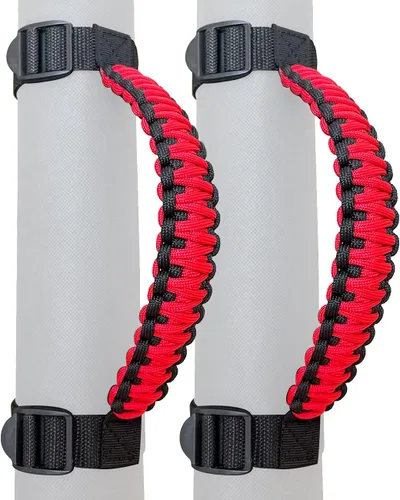 Miniatura 10 de Asas de Agarre de Barra Enrollable para Jeep Asas de Agarre para Jeep Wrangler YJ TJ JK JKU JL JLU 1987-2024 Mango de Agarre Paracord Carga de 250