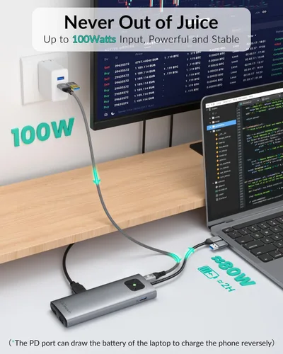 Miniatura 6 de GiGimundo LK10 - Estación de acoplamiento para portátil 10 en 1 con monitor doble, USB C Hub Dual 4K a 60Hz HDMI, 2 DP, 3 USB A, 100W PD, Ethernet