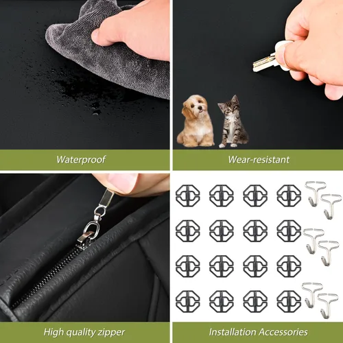 Miniatura 6 de Nilight Fundas de Asientos de Automóvil Impermeables Transpirables de Cuero Sintético Cojines Antideslizantes Funda Universal para Hyundai Honda