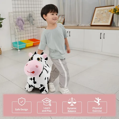 Miniatura 3 de INPANY Juguetes Saltarines de Vaca Animales de Granja para Regalos de Niña de 2 Años, Caballo Saltarín Inflable de Peluche para Niños, Montable Toro