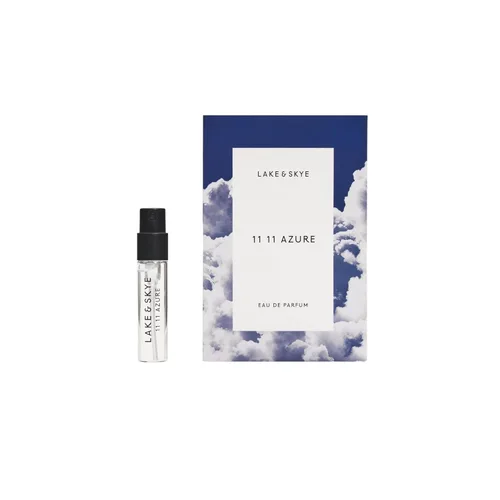 Lake & Skye 11 11 Muestra de Eau de Parfum Azure, aroma unisex de almizcle floral transparente acuático y piel limpia, 0.06 fl oz (0.1 fl oz)