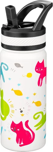 Miniatura 16 de Fanhaw Botella de Agua Aislada para Niños de 18 Oz con Tapa de Pajita – Acero Inoxidable de Doble Pared al Vacío, A Prueba de Fugas, Botellas