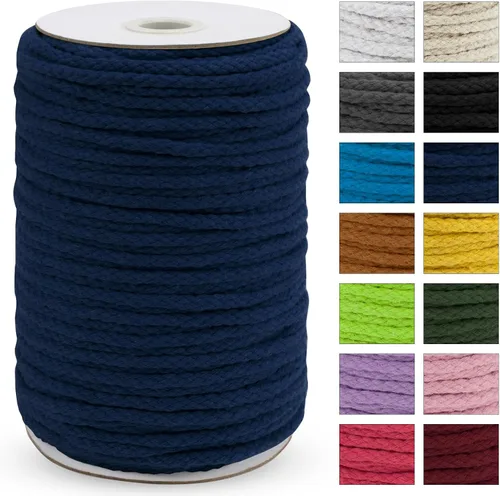 Miniatura 17 de JeogYong - Cuerda de macramé trenzada 5mm x 90m, cuerda de algodón trenzada de 8 hebras natural, cuerda de cordón de dibujo colorida para colgar