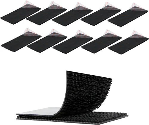 Miniatura 13 de 3M SJ3550 1 x 2 pulgadas, 10 unidades de cierre resellable negro resistente cinta entrelazada en forma de hongo cinta de montaje de gancho adhesivo