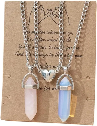 Collar magnético de corazón dividido a juego para parejas, colgante de atracción mutua de cristal, regalo de joyería de amistad para mejores amigos