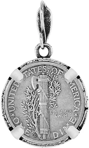 Miniatura 4 de Moneda de plata de ley con bisel de 0.709 in, con punta trasera, borde ilusión, moneda de 10 centavos no incluida, Plata esterlina, No es una piedra