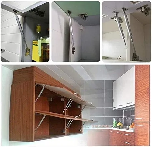 Miniatura 8 de 4 bisagras de gabinete de soporte hidráulico, 8 pulgadas, 120 N, tapa de cierre suave y amortiguador telescópico para puerta de gabinete de gas