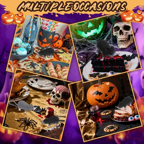 Miniatura 8 de Gadpiparty 2 ratas falsas, ratón falso, para bromas y trucos, accesorios de fiesta y Halloween, colores surtidos