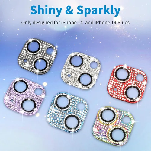Miniatura 19 de Protector de lente de cámara diseñado para iPhone 12 Pro Max, con diamantes de imitación 3D con diamantes de imitación 9H, vidrio templado, Rosado