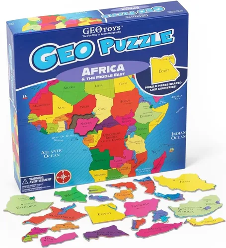 Miniatura 14 de GeoToys GeoPuzzle, juego de 6 rompecabezas de campo, juego de geografía y mapas, juegos educativos y actividades de aprendizaje para niños, regalos