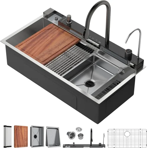 Miniatura 22 de Fregadero de cocina para exteriores, 21 x 20 pulgadas, fregadero de barra para exteriores, fregaderos de cocina de acero inoxidable de montaje