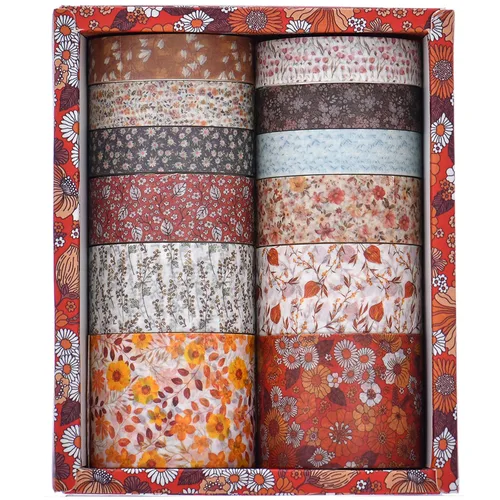 Miniatura 2 de 12 rollos de cinta washi con flores, juego de cinta adhesiva artística floral, cinta decorativa de jardín en flor para manualidades, niños, álbumes