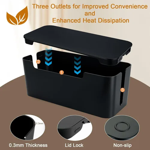 Miniatura 4 de Eichzer Caja de organización de cables, caja organizadora de cables de alta calidad para ocultar el protector de sobretensiones en el escritorio