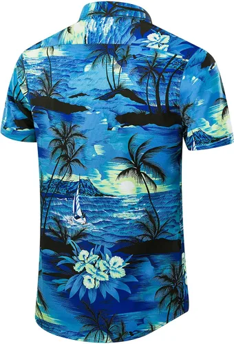 Miniatura 3 de EUOW - Camisa hawaiana de manga corta para hombre, con botones, de verano, para playa