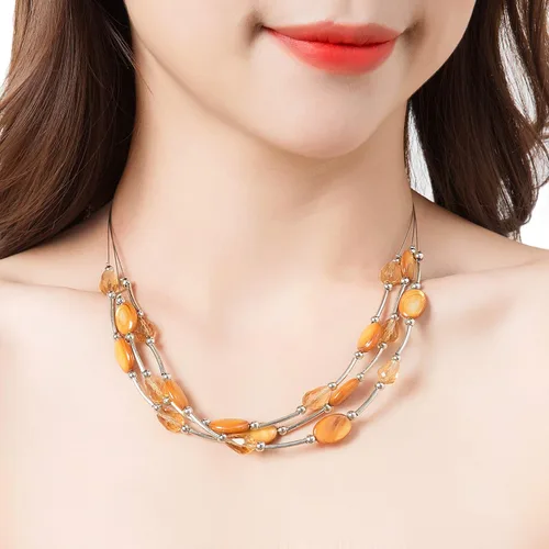 Miniatura 2 de Collar a capas con cristal para mujer, gargantilla con cadena de plata gruesa, regalo de cumpleaños para mujer
