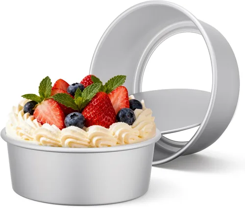 Miniatura 9 de Beasea Juego de 2 moldes redondos de 6 pulgadas para tartas de queso de aleación de aluminio antiadherente con parte inferior extraíble para hornear