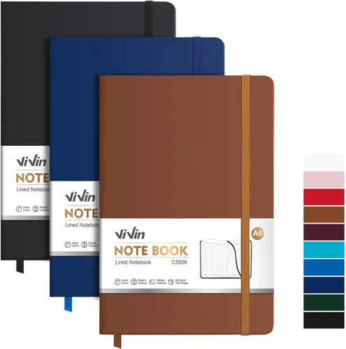 Miniatura 22 de ViVin Cuadernos rayados para trabajo, 192 páginas, tamaño mediano de 5.5 x 8.3 pulgadas, con rayas universitarias, cuadernos A5 de tapa dura