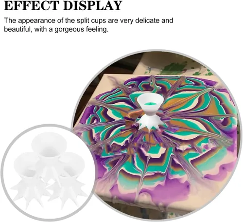 Miniatura 8 de COHEALI 3 vasos divididos de silicona blanca para pintura acrílica, diseño ergonómico para un fácil agarre, perfecto para proyectos de arte
