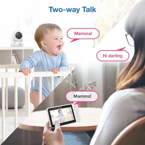 Miniatura 8 de VTech Monitor de bebé sin WiFi, pantalla de 5 pulgadas y zoom panorámico remoto para recién nacidos, a prueba de piratas, batería de 17 horas, rango
