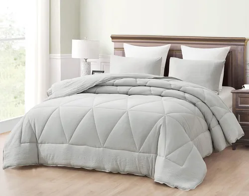 Miniatura 11 de Chezmoi Collection Rory - Juego de edredón de microfibra acolchada triangular de 2 piezas, ropa de cama geométrica ligera lavada suave, individual