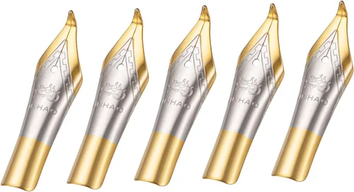 Miniatura 7 de 5 puntas de repuesto extra finas # 5 para pluma estilográfica Jinhao 250, 500 y Dragon Phoenix Jinhao # 5 Borde dorado