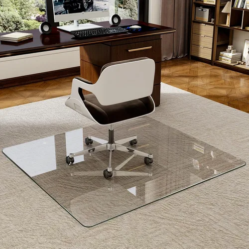 Miniatura 10 de Easly Tapete para silla de 46" x 55" para alfombra - Tapete para silla de oficina - Tapete de piso de vidrio templado para hogar/oficina/alfombra
