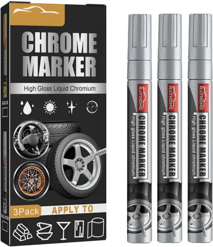 Marcador cromado de espejo líquido, 3 bolígrafos de pintura cromada, juego de arte permanente para modelos, kit de reparación de neumáticos de