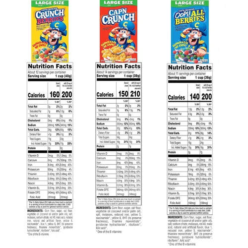 Miniatura 2 de Cap'n Crunch Cereales, paquete variado de 3 sabores, cajas de tamaño grande, (paquete de 4)