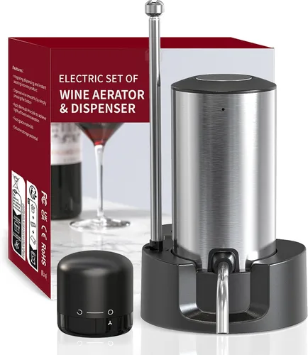 Aireador de vino eléctrico tipo C, dispensador de vino automático recargable con base de soporte de tubo retráctil para oxidación instantánea de un