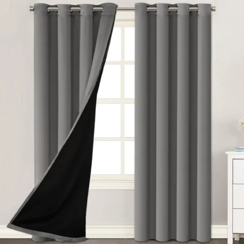 Miniatura 12 de H.VERSAILTEX Paneles de cortina 100% opacas de 45 pulgadas de largo, con aislamiento térmico, cortinas opacas con forro para dormitorio, dos capas