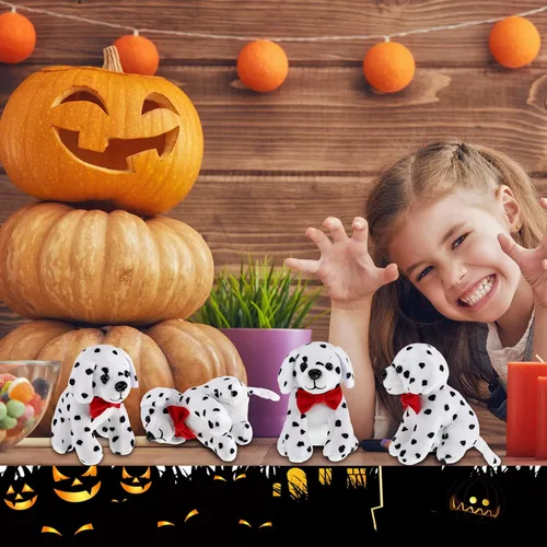 Miniatura 6 de Jiuguva 6 juguetes de peluche para perros dálmatas, perros manchados, realistas, suaves, dálmatas, recuerdos de fiesta para Halloween, carnaval