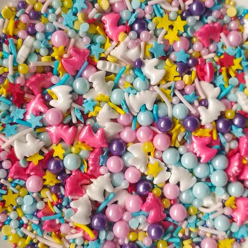 Miniatura 3 de Sentovac Gránulos comestibles de mezcla de unicornio para decorar Gránulos comestibles para cupcakes para tartas, 1 botella de 3.35 onzas / 3.35