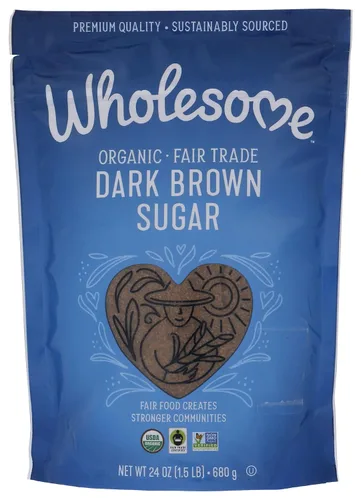 Wholesome Edulcorantes de 24 onzas de azúcar moreno oscuro orgánico, comercio justo, sin OMG, sin gluten y vegano, azúcar para hornear y glaseado, 1