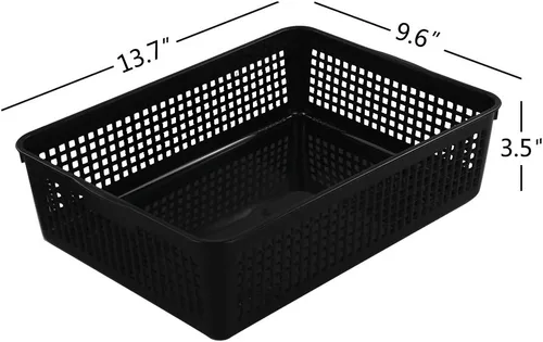 Miniatura 2 de Paquete de 6 cestas de almacenamiento de papel de plástico, cesta de almacenamiento A4 negra