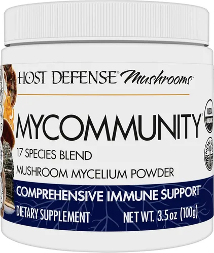 Host Defense MyCommunity Powder - Suplemento de hongos de mezcla de 17 especies para apoyo inmunológico - Extracto con melena de león, reishi,