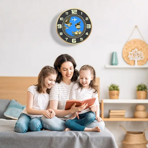 Miniatura 2 de Reloj de pared decorativo, funciona con pilas (AA batería no incluida), 12 pulgadas, marco de metal, silencioso sin tictac, textura de alta gama