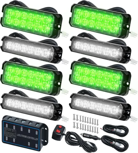 Miniatura 20 de Kit de Luces Estroboscópicas LED con Función de Sincronización - 8 piezas con Controlador, Luz de Rejilla Intermitente de Advertencia de Emergencia