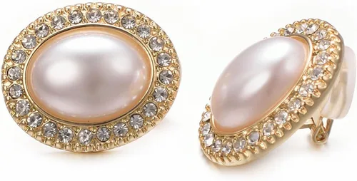 Miniatura 42 de Yoursfs Aretes de clip de perlas blancas grandes para mujer, chapados en oro de 18 quilates, hipoalergénicos, sin perforaciones, joyería brillante