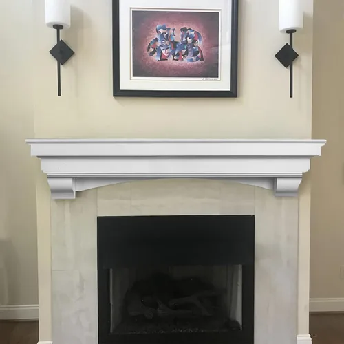 Miniatura 10 de MANTELSDIRECT Mantels Direct Salem - Repisa de Chimenea de Madera con Ménsulas Arqueadas - Cerezo 48 Pulgadas Estante Rústico de Madera de Pino