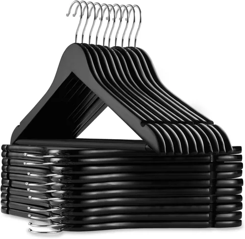 Miniatura 20 de Casafield - 20 Perchas de Traje de Madera de Nogal - Madera de Loto Premium con Muescas y Gancho Giratorio Cromado para Ropa de Vestir, Abrigos