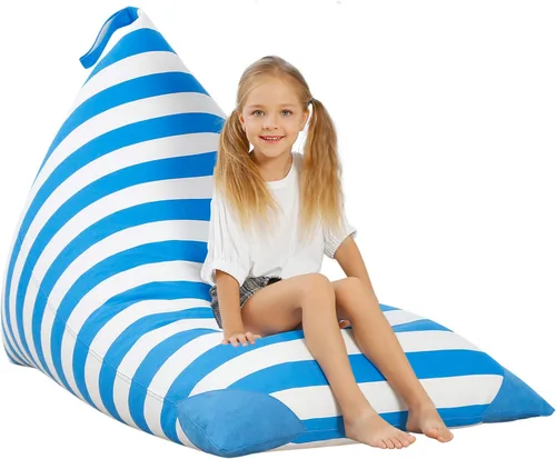 Miniatura 15 de Aubliss Funda para puf de almacenamiento de animales de peluche, 50 x 35 pulgadas, puff de terciopelo extra grande para niños y adultos, con Velvet