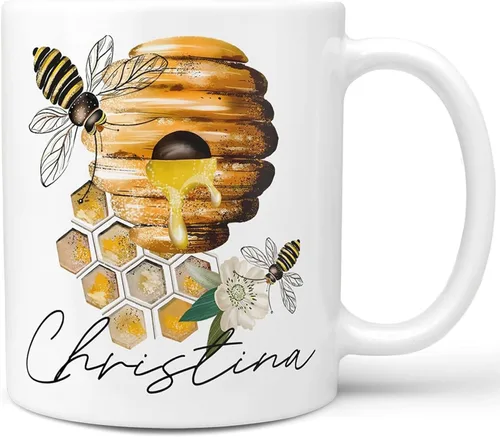 Miniatura 6 de Personalized Beehive and Bees Ceramic Coffee Mug, 11 or 15 oz