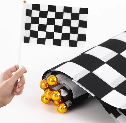 Miniatura 3 de Conos de tráfico mini (con agujero en la parte superior) con banderas de carreras a cuadros, conos de seguridad deportivos para conos de fútbol