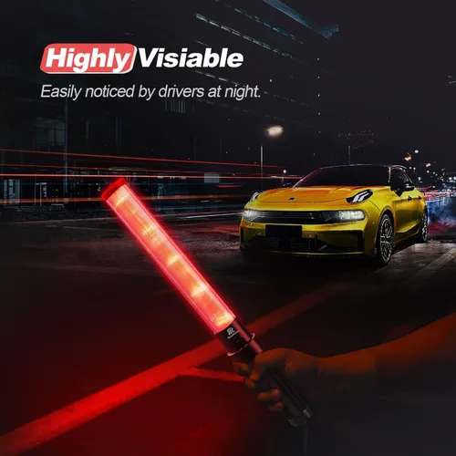 Miniatura 2 de RoadHero Paquete de 4 Bastones de Tráfico, Bastones de Control de Tráfico LED de 16 Pulgadas, Varitas de Luz de Seguridad Nocturna con 3 Modos
