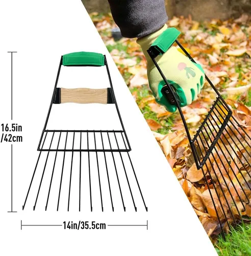 Miniatura 7 de Altdorff Palas de acero para hojas, rastrillos de mano para recoger hojas, rastrillo de hojas grande para jardín resistente para recoger hojas